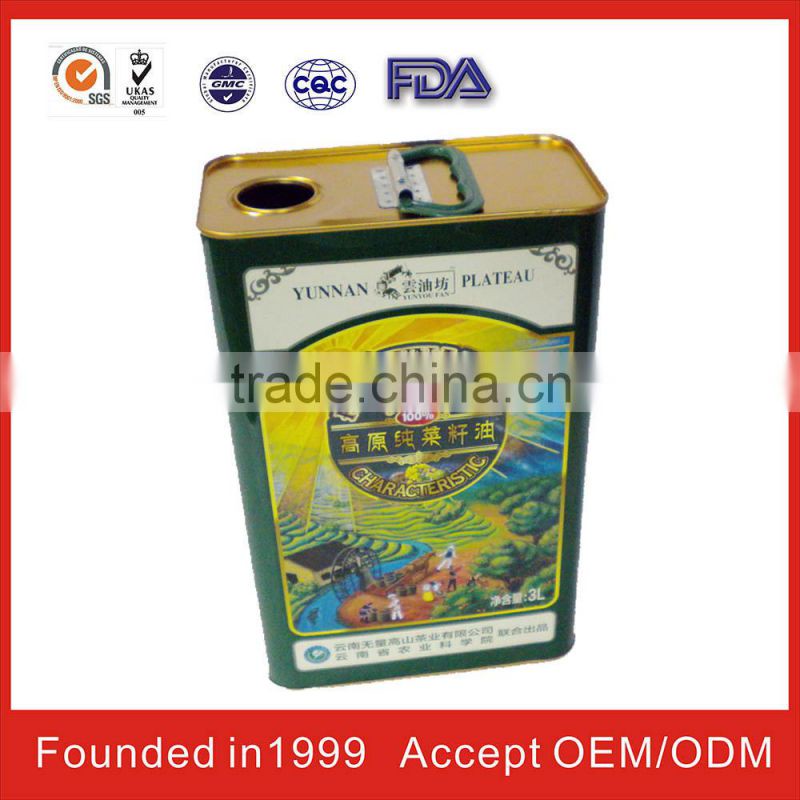 china square edible oil tin cans for FDA
