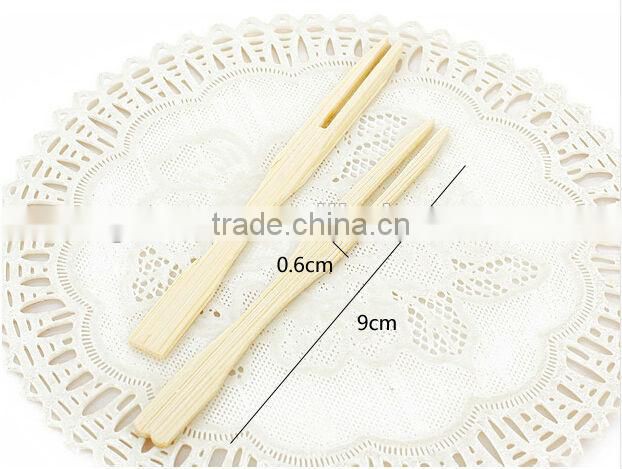 90mm Party Disposable Mini Food Bamboo Appetizer Fork