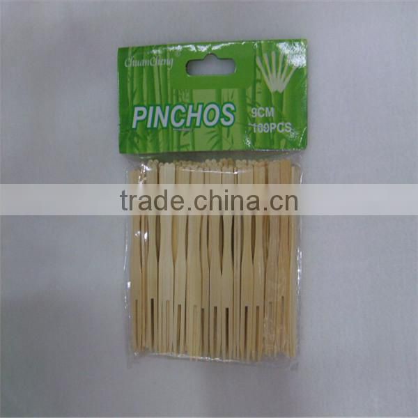 9cm Nature color disposable bamboo fruit Fork
