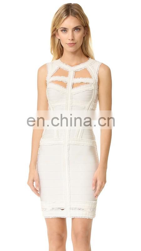 Amigo 2017 new designer sleeveless cut out sexy lace bandage dress dew check midi evening dresses for women party wear