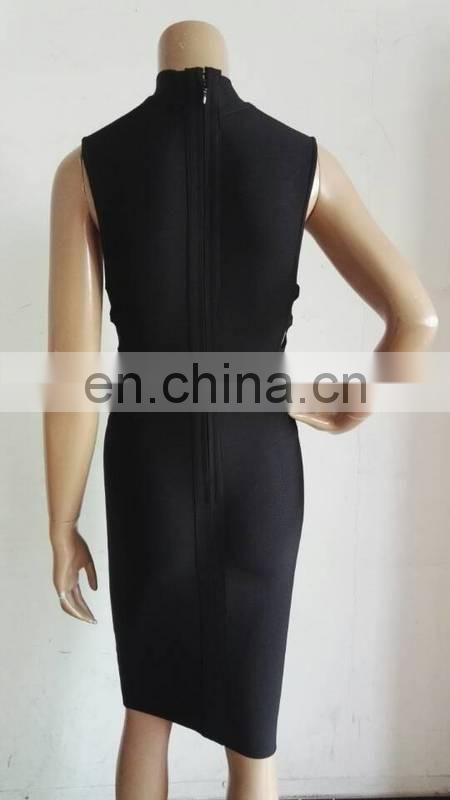 Amigo 2017 new designer black sleeveless high neck sexy XXX bandage dress dew check mini evening dresses for ladis party wear