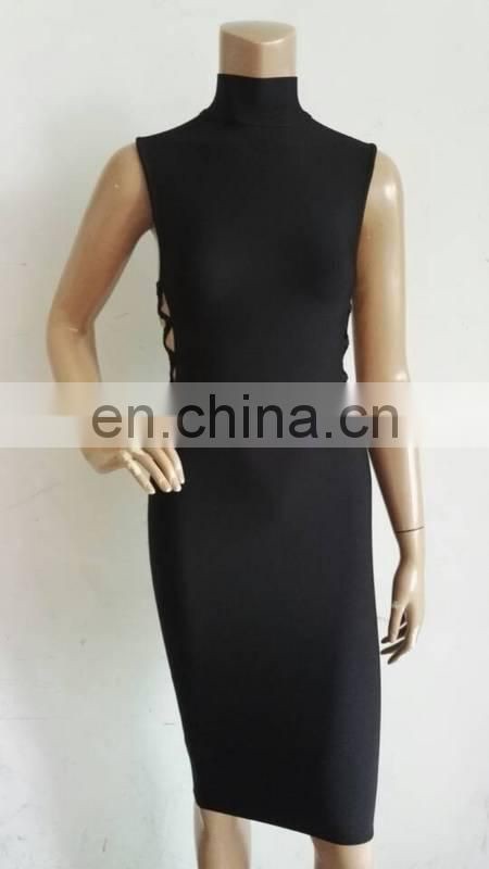 Amigo 2017 new designer black sleeveless high neck sexy XXX bandage dress dew check mini evening dresses for ladis party wear