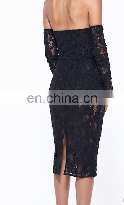 2017 long sleeve lace bandage mini dress off-shoulder dress