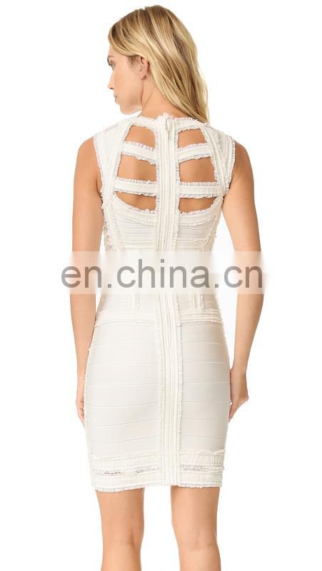 Amigo 2017 new designer sleeveless cut out sexy lace bandage dress dew check midi evening dresses for women party wear