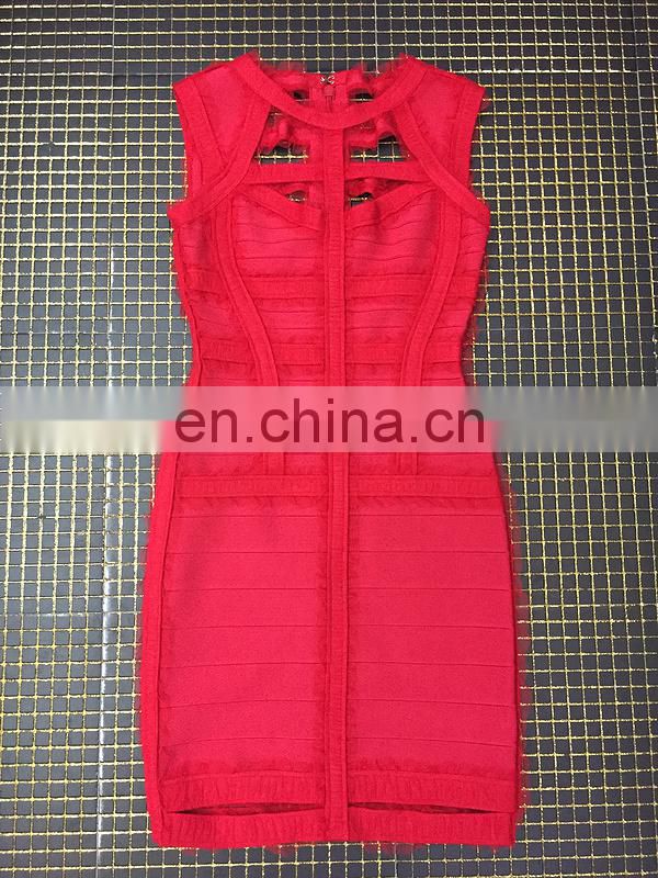 Amigo 2017 new designer sleeveless cut out sexy lace bandage dress dew check midi evening dresses for women party wear