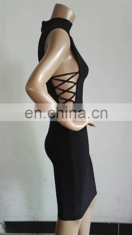 Amigo 2017 new designer black sleeveless high neck sexy XXX bandage dress dew check mini evening dresses for ladis party wear
