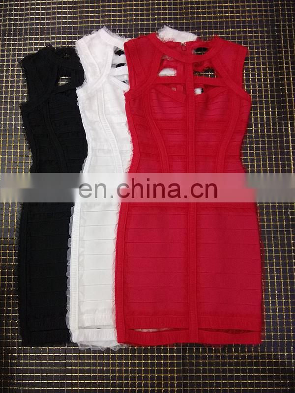 Amigo 2017 new designer sleeveless cut out sexy lace bandage dress dew check midi evening dresses for women party wear