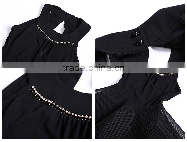 Sexy office lady fashion dresses sleeveless A line key hole back cocktail party dress for lady
