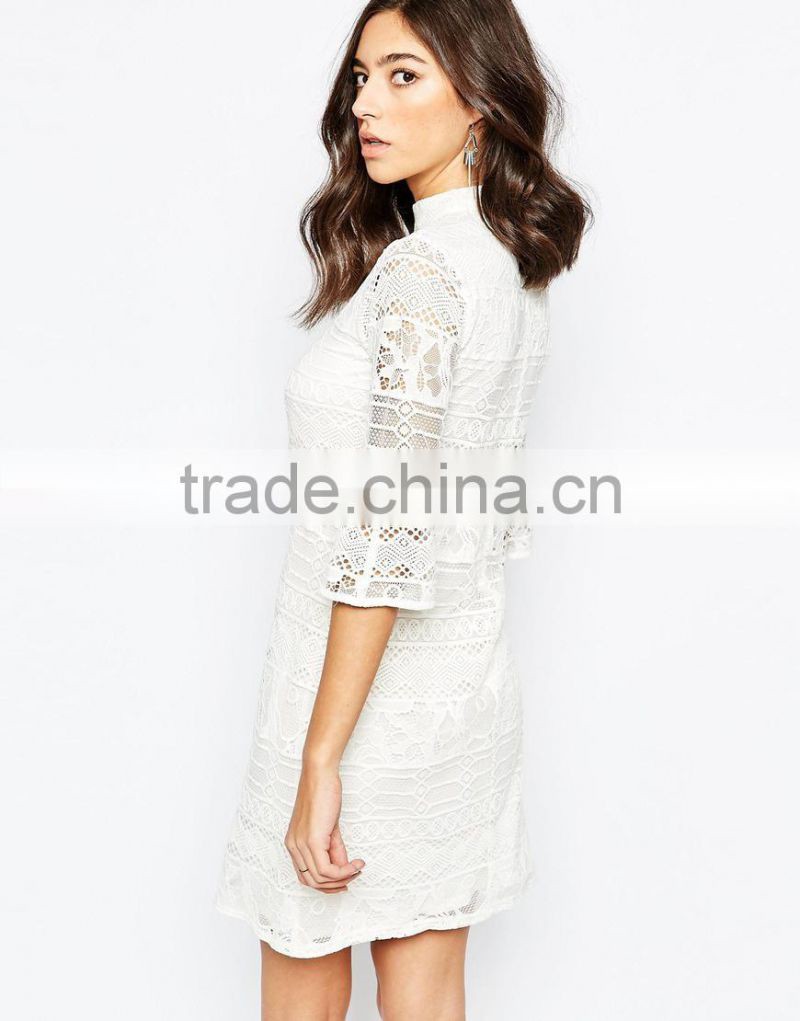 2016 western custom long sleeve wholesale elegant womens fashion top quality lace dress