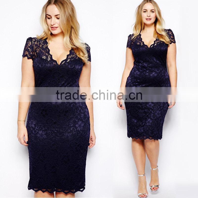 Summer Women Lace Dress Sexy Bodycon Hollow Sheer Floral Plus Size Slim Pencil female Dress Knee-Length package hip dress