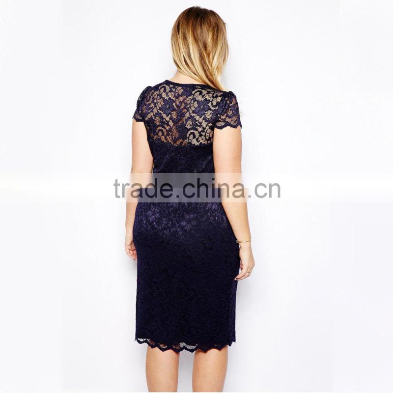 Summer Women Lace Dress Sexy Bodycon Hollow Sheer Floral Plus Size Slim Pencil female Dress Knee-Length package hip dress