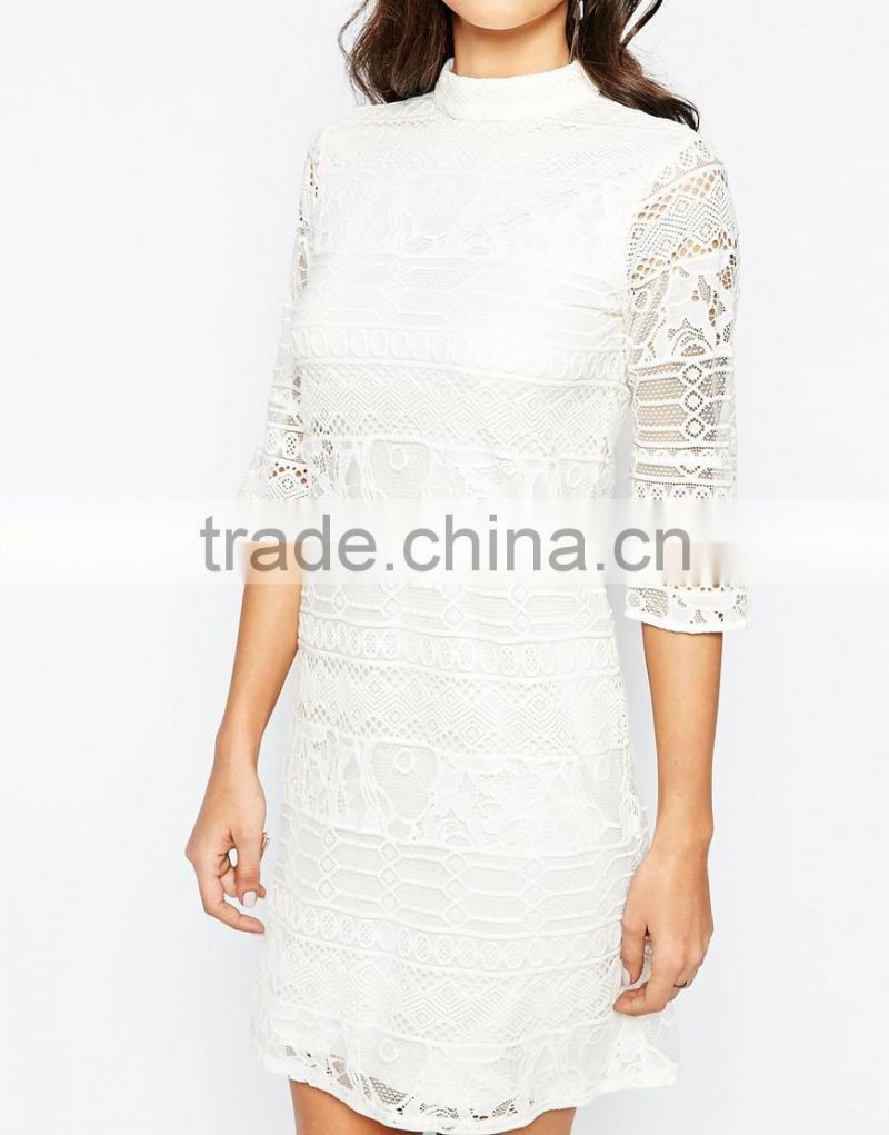 2016 western custom long sleeve wholesale elegant womens fashion top quality lace dress