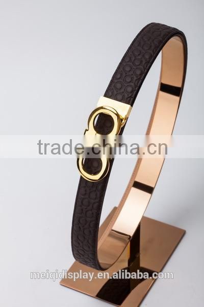 Customized stainless steel high glossy leather belt display rack for shop