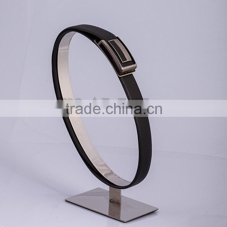 Customized stainless steel high glossy leather belt display rack for shop
