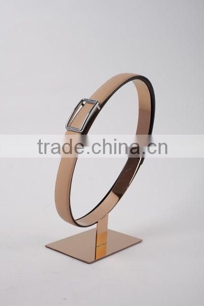 Customized stainless steel high glossy leather belt display rack for shop