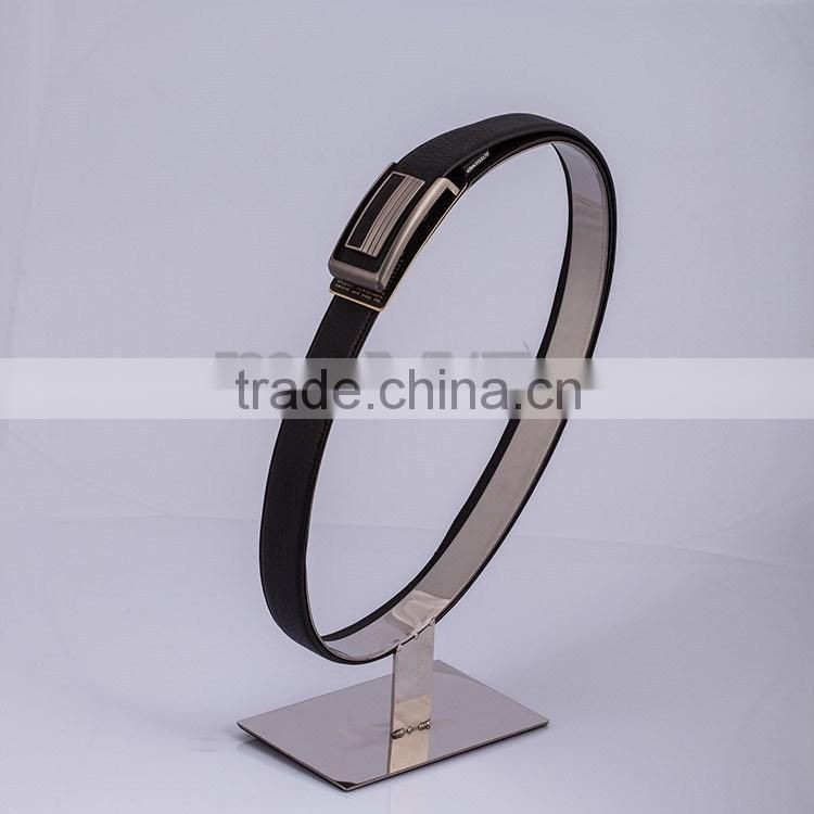 Customized stainless steel high glossy leather belt display rack for shop