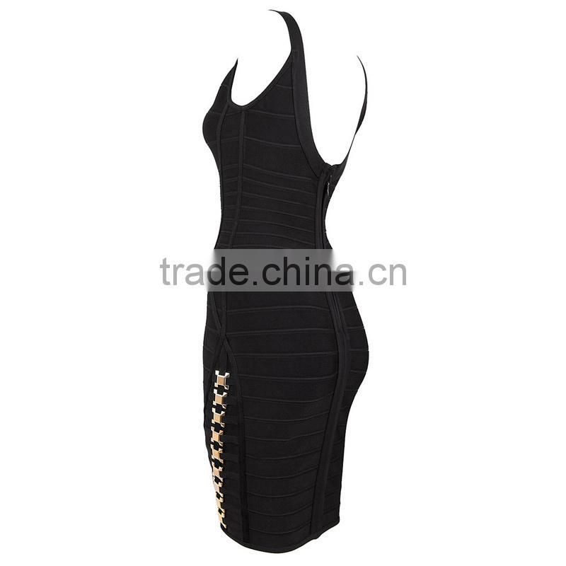 deep v-neck backless bandage dress