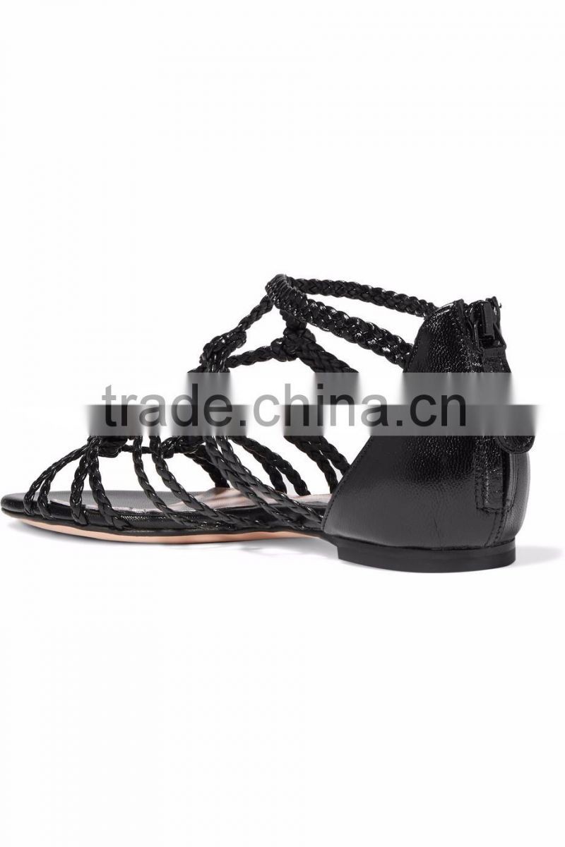 2016 china shoe manufacturer trendy woman summer top quality latest fashion new model braid ladies fancy flat sandal