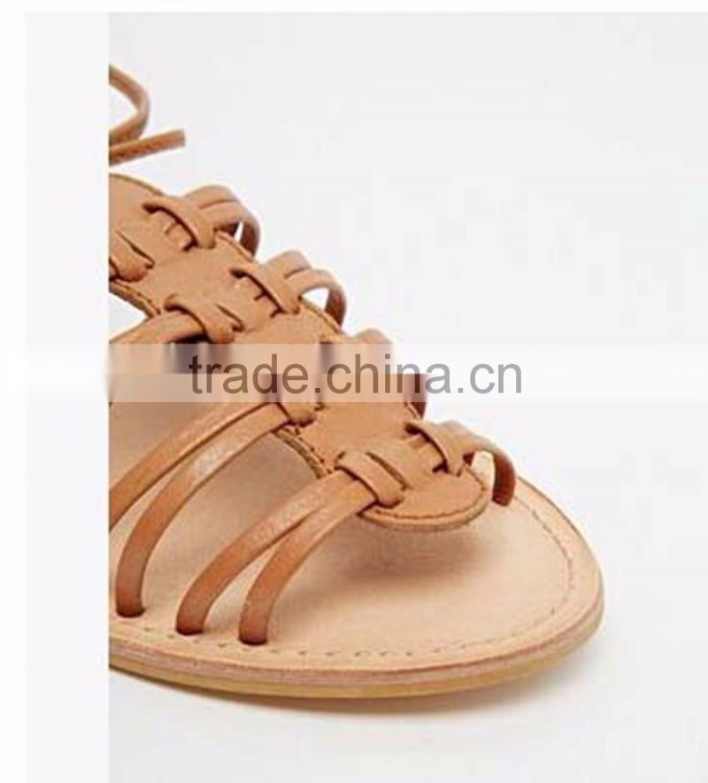 Ladies wholesale china flat sandals women lace up flat designer sandals 2016 girls fashion sandals