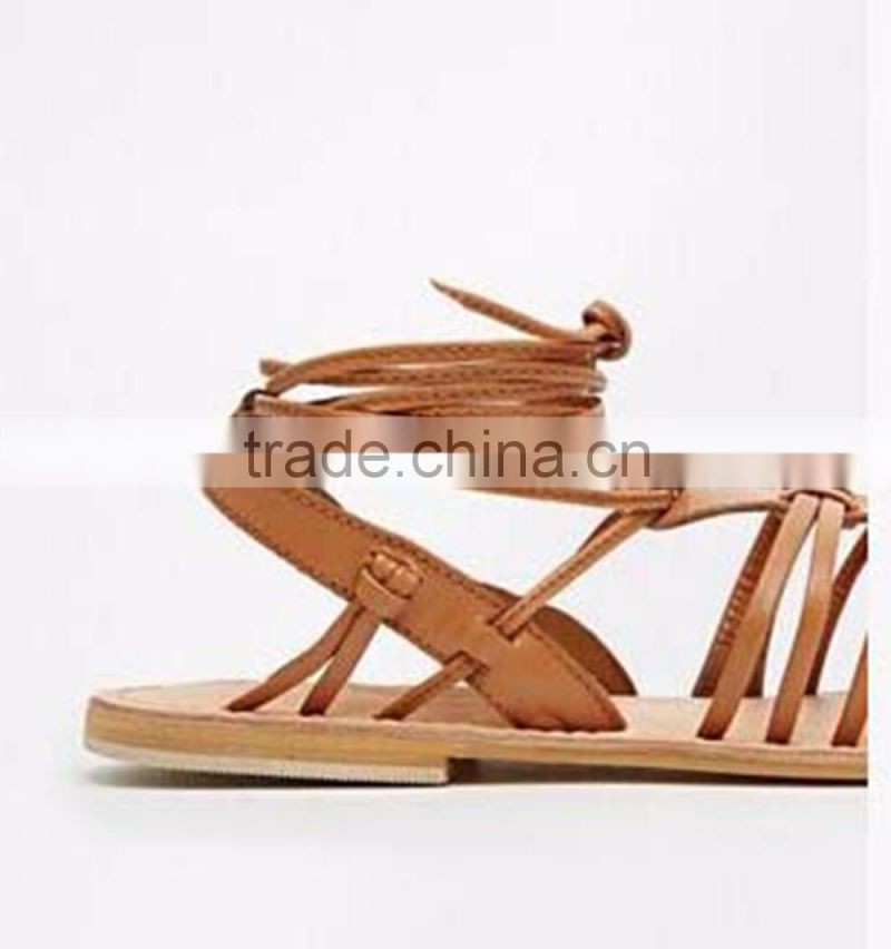 Ladies wholesale china flat sandals women lace up flat designer sandals 2016 girls fashion sandals