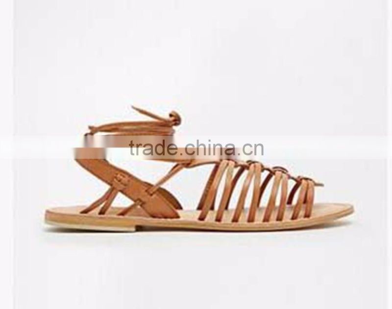 Ladies wholesale china flat sandals women lace up flat designer sandals 2016 girls fashion sandals