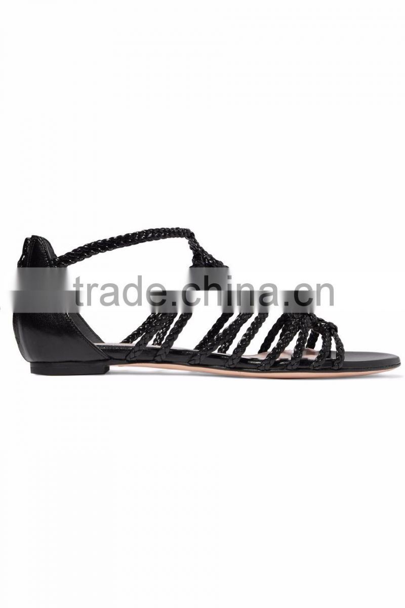 2016 china shoe manufacturer trendy woman summer top quality latest fashion new model braid ladies fancy flat sandal