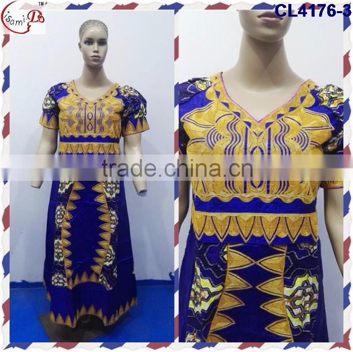 CL4176 Bazin Multicolored newest popular loose comfortable color special pattern long dress soft material African dress