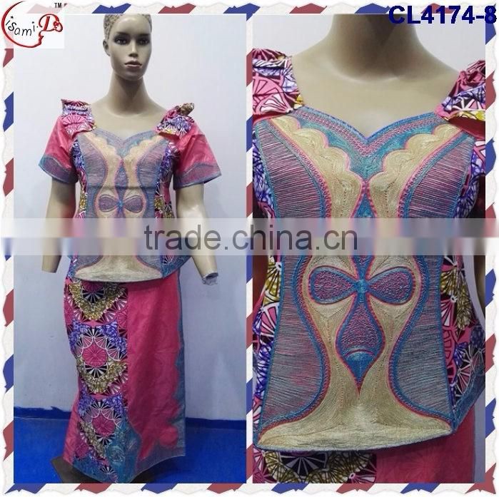 CL4174 Bazin Multicolored newest popular loose comfortable color special pattern long dress soft material African dress