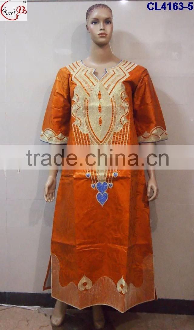 CL4163 Bazin Multicolored newest popular loose comfortable color special pattern long dress soft material African dress