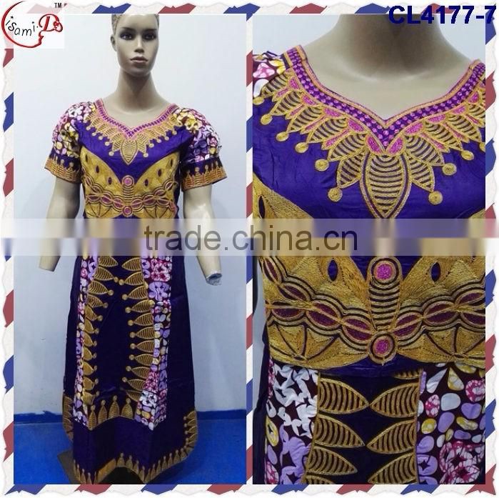 CL4177 Bazin Multicolored newest popular loose comfortable color special pattern long dress soft material African dress