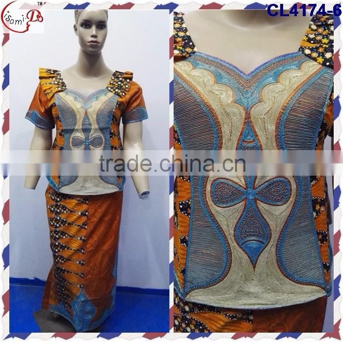 CL4174 Bazin Multicolored newest popular loose comfortable color special pattern long dress soft material African dress