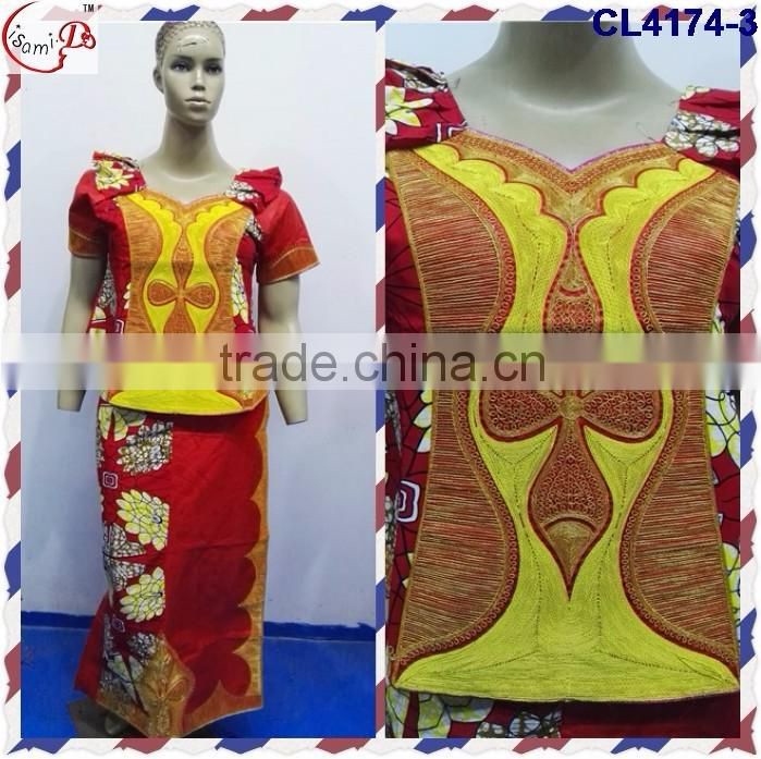 CL4174 Bazin Multicolored newest popular loose comfortable color special pattern long dress soft material African dress