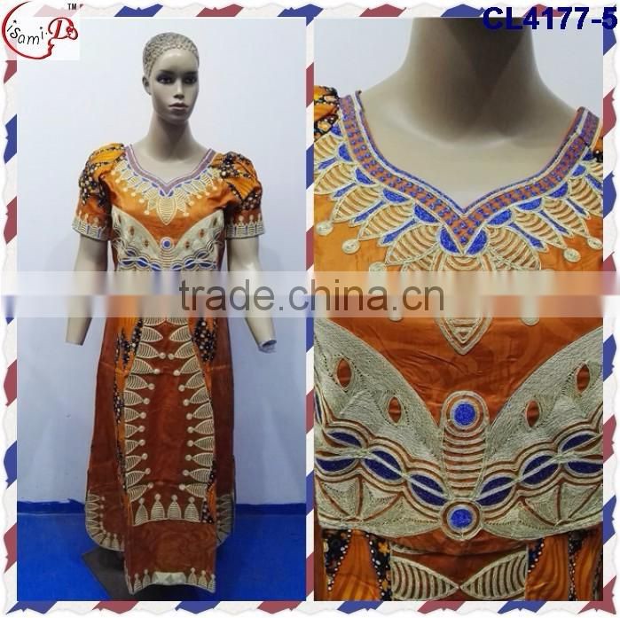 CL4177 Bazin Multicolored newest popular loose comfortable color special pattern long dress soft material African dress