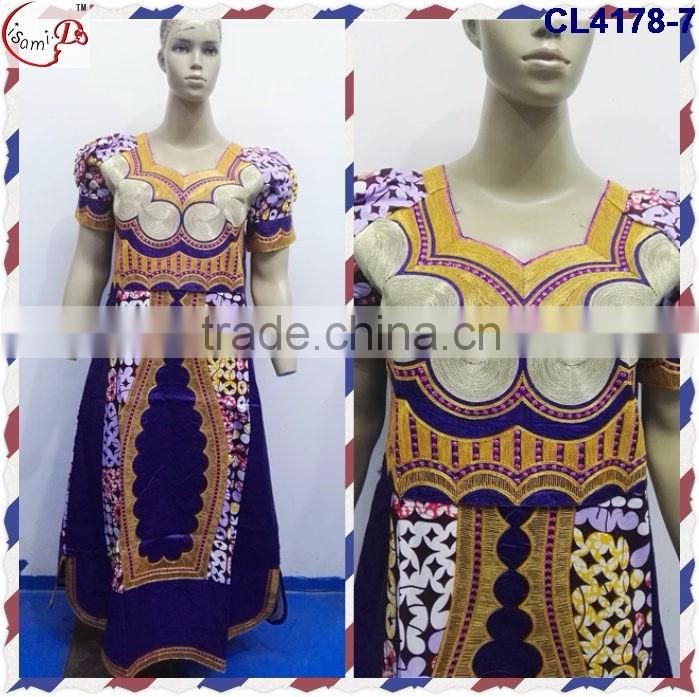 CL4178 Bazin Multicolored newest popular loose comfortable color special pattern long dress soft material African dress
