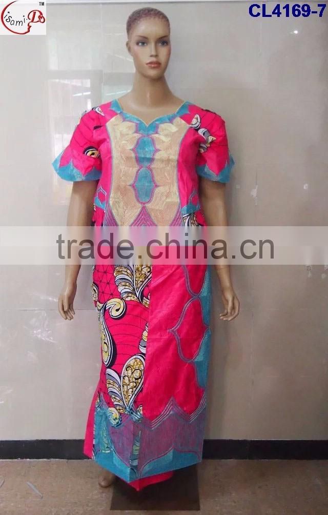 CL4169 Bazin Multicolored newest popular loose comfortable color special pattern long dress soft material African dress
