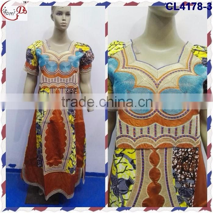 CL4178 Bazin Multicolored newest popular loose comfortable color special pattern long dress soft material African dress