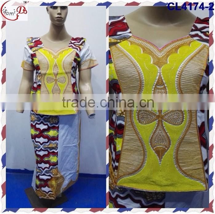 CL4174 Bazin Multicolored newest popular loose comfortable color special pattern long dress soft material African dress