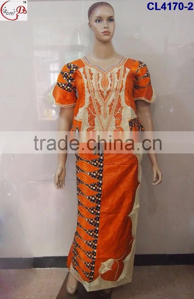 CL4170 Bazin Multicolored newest popular loose comfortable color special pattern long dress soft material African dress