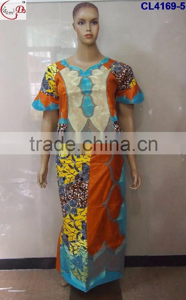 CL4169 Bazin Multicolored newest popular loose comfortable color special pattern long dress soft material African dress