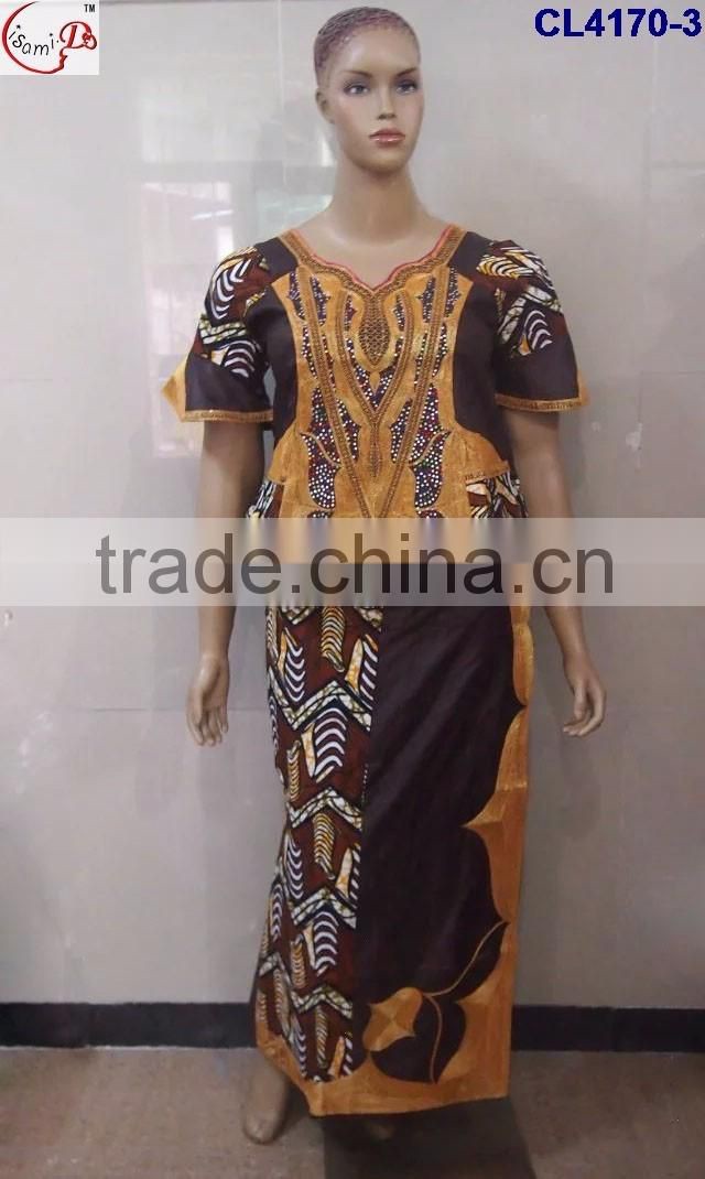 CL4170 Bazin Multicolored newest popular loose comfortable color special pattern long dress soft material African dress
