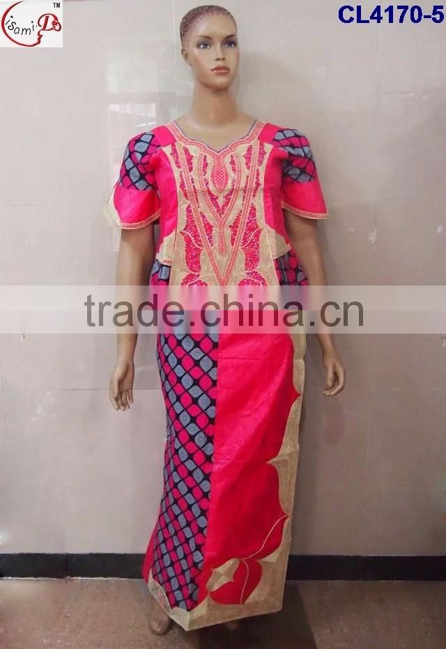 CL4170 Bazin Multicolored newest popular loose comfortable color special pattern long dress soft material African dress