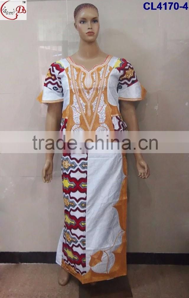 CL4170 Bazin Multicolored newest popular loose comfortable color special pattern long dress soft material African dress