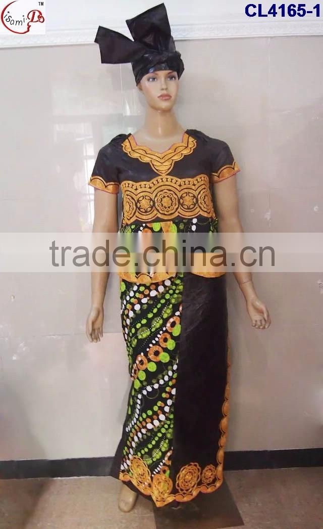 CL4165 Bazin Multicolored newest popular loose comfortable color special pattern long dress soft material African dress