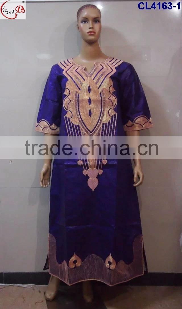 CL4163 Bazin Multicolored newest popular loose comfortable color special pattern long dress soft material African dress