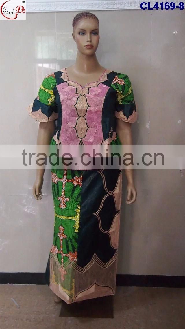 CL4169 Bazin Multicolored newest popular loose comfortable color special pattern long dress soft material African dress