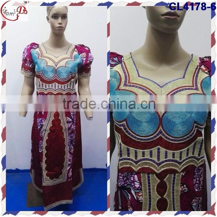 CL4178 Bazin Multicolored newest popular loose comfortable color special pattern long dress soft material African dress