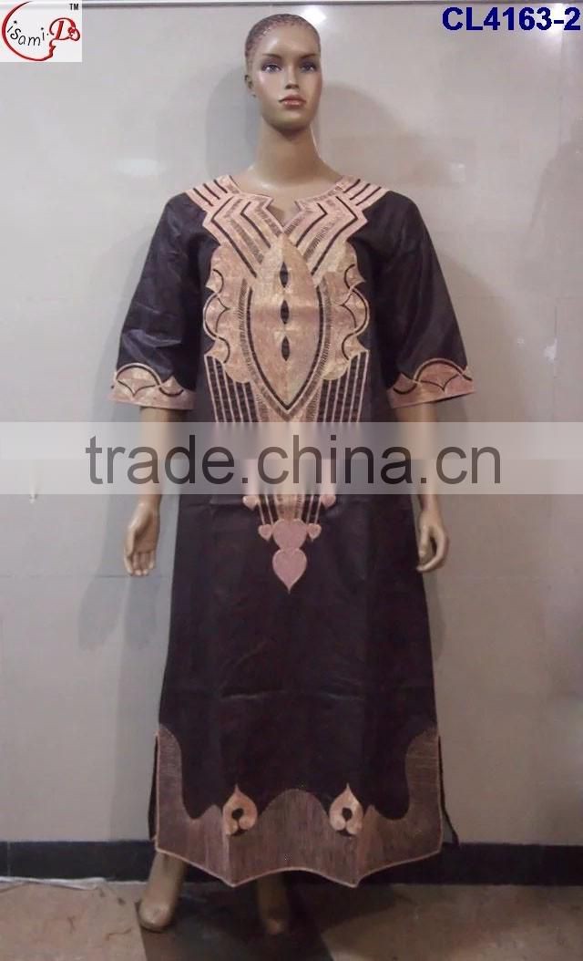 CL4163 Bazin Multicolored newest popular loose comfortable color special pattern long dress soft material African dress