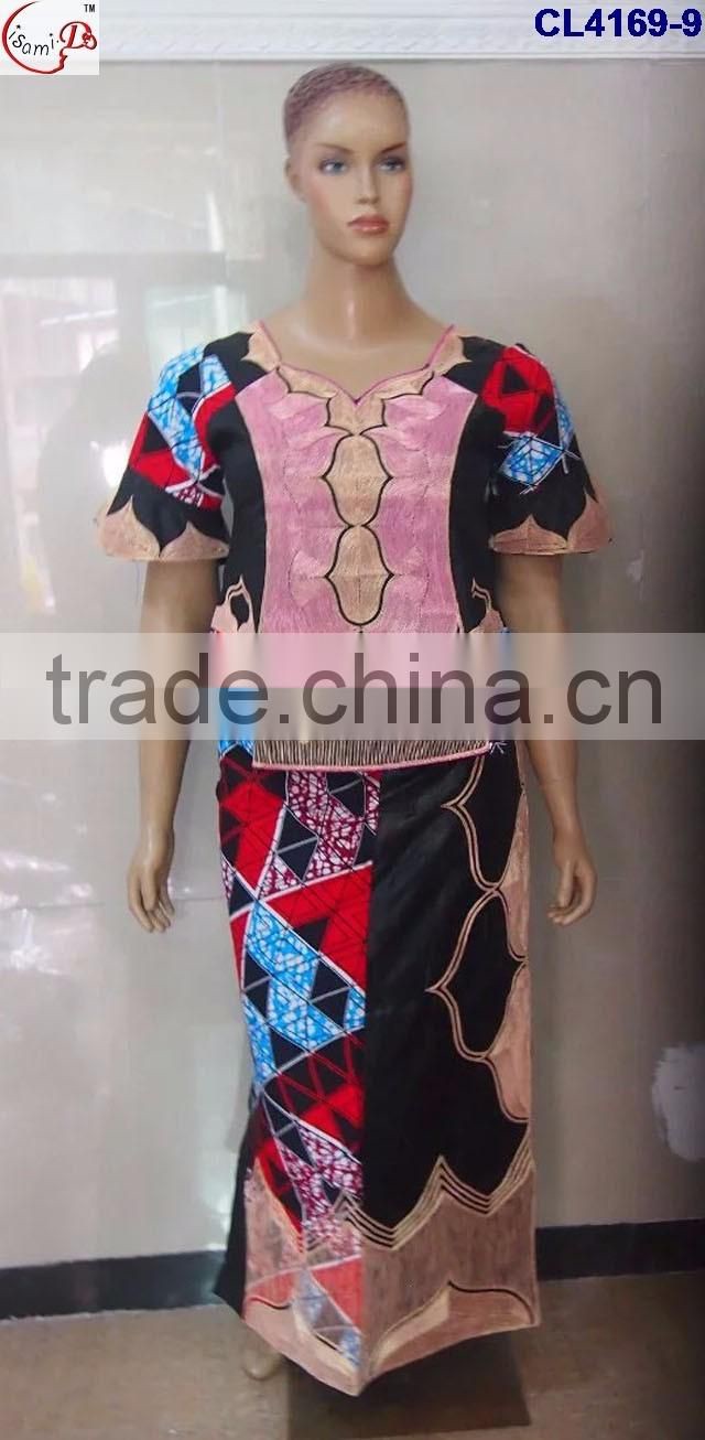 CL4169 Bazin Multicolored newest popular loose comfortable color special pattern long dress soft material African dress
