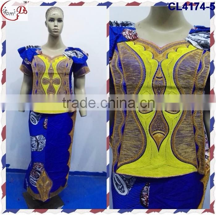 CL4174 Bazin Multicolored newest popular loose comfortable color special pattern long dress soft material African dress