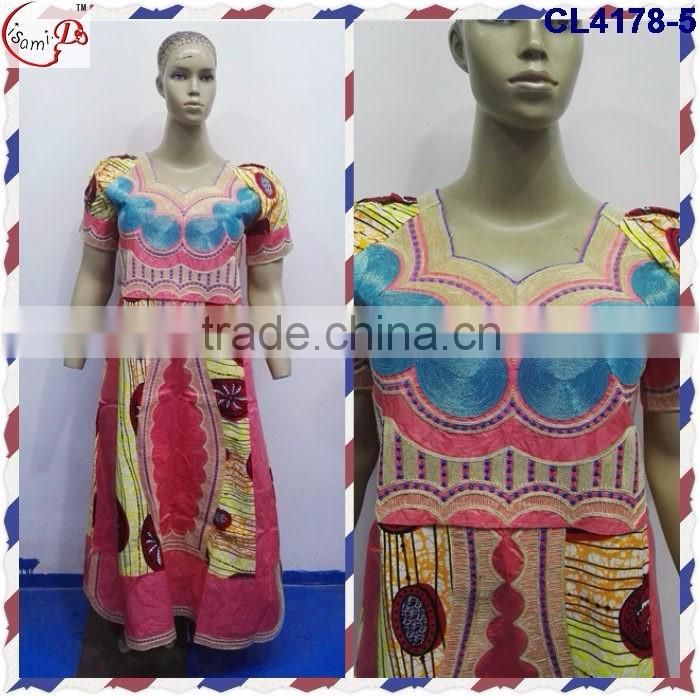 CL4178 Bazin Multicolored newest popular loose comfortable color special pattern long dress soft material African dress